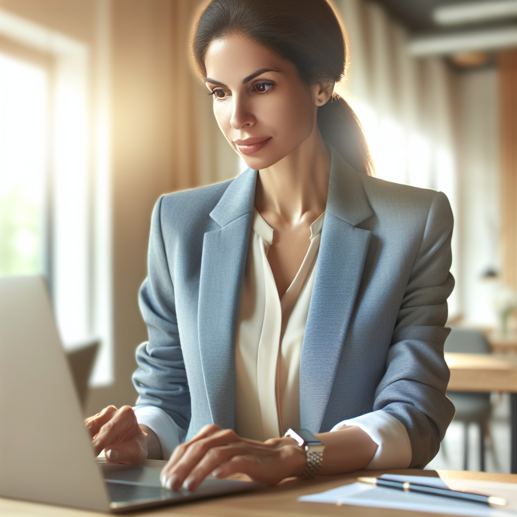 Professional using task management software during a focused work session