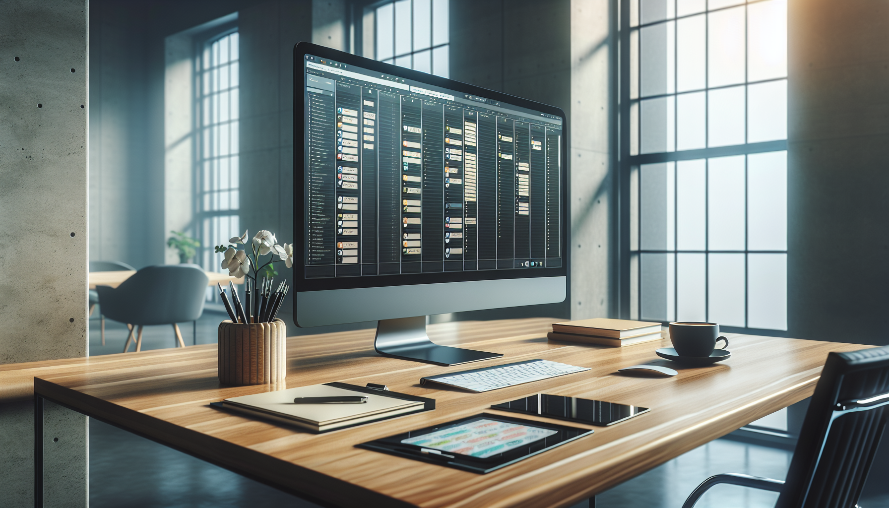Busy professional managing tasks on a digital workspace