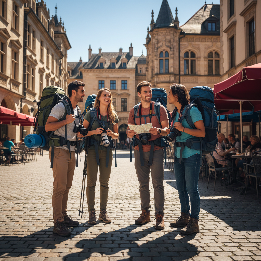 Young travelers exploring European cities