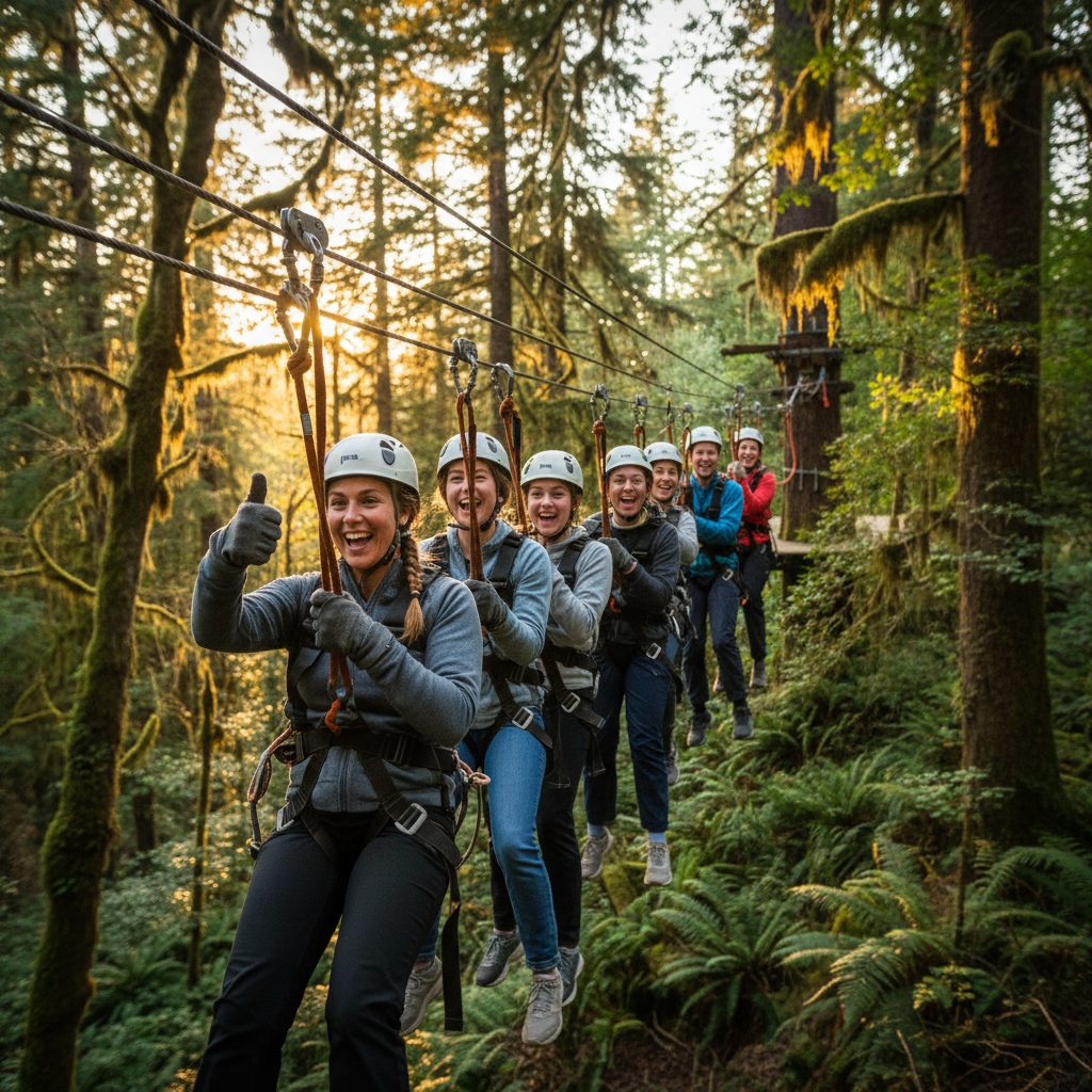 Group of young travelers on an epic adventure tour