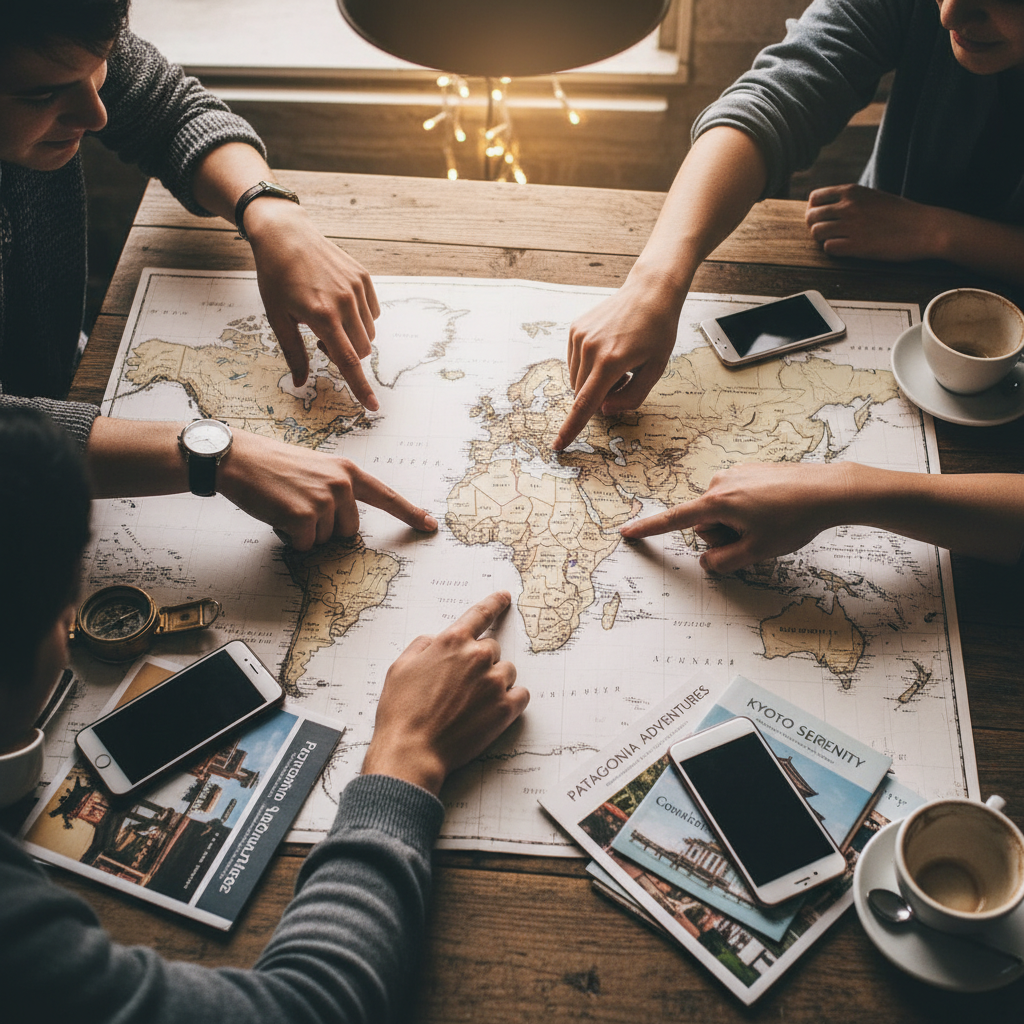 Young travelers planning their custom adventure