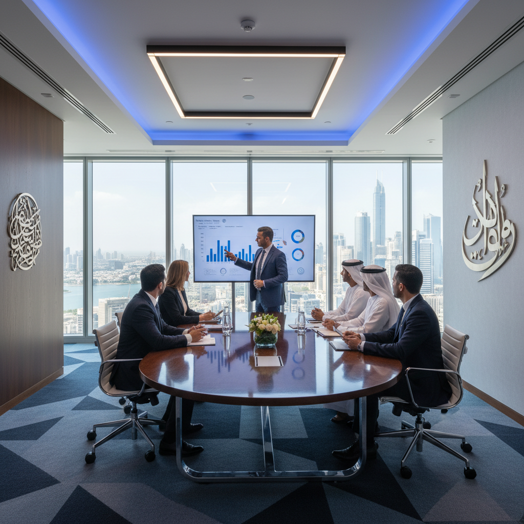 Professional consultation meeting in modern UAE business environment