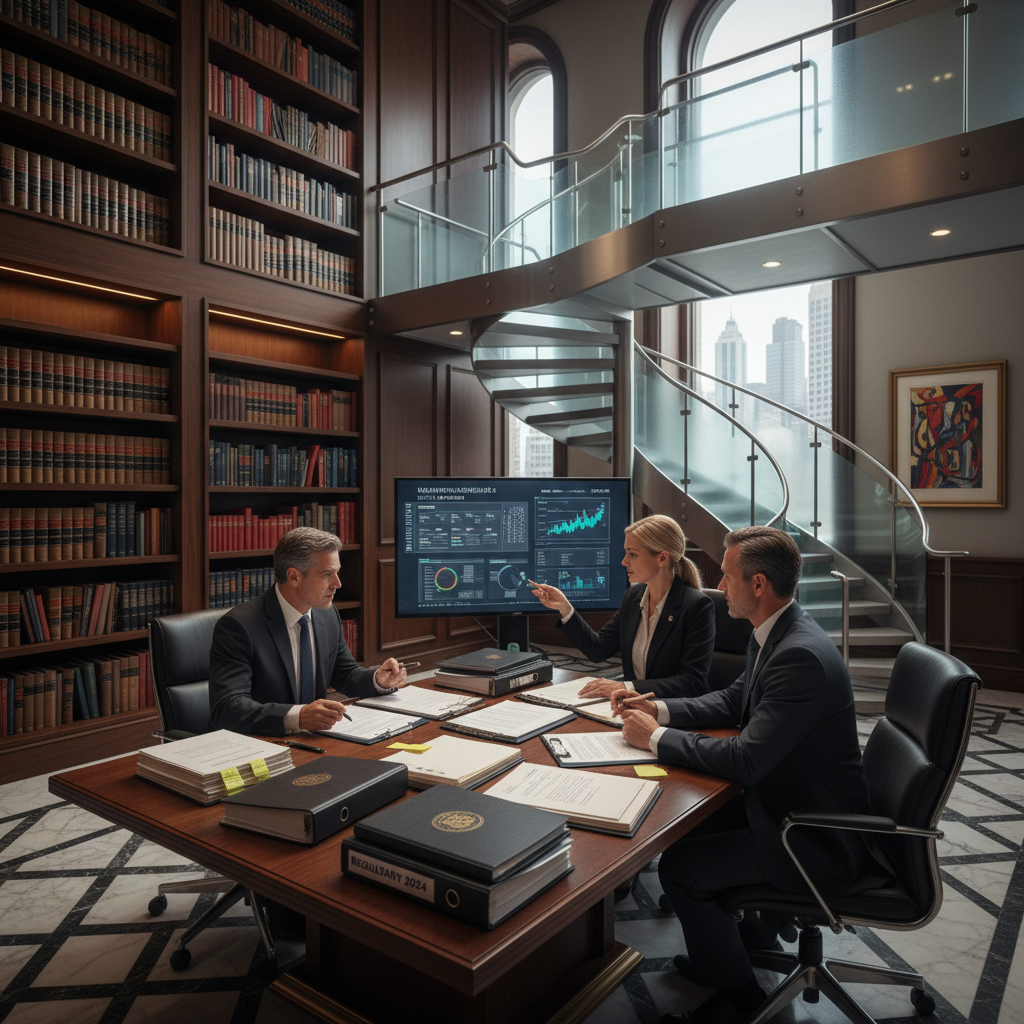 Professional legal consultation with contracts and compliance documentation